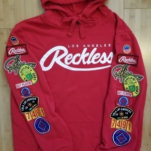 YOUNG & RECKLESS red stitched sweatshirt